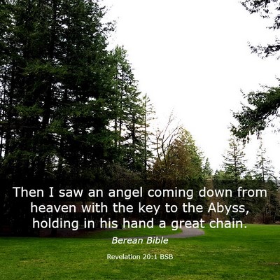 Picture 03 - Revelation 20:1 BSB - Then I saw an angel coming down from heaven with - Bible Verse Picture