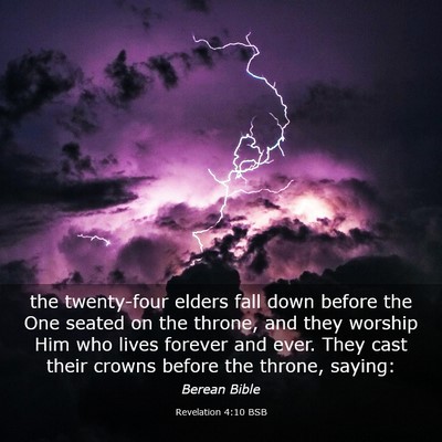 Picture 03 - Revelation 4:10 BSB - the twenty-four elders fall down before the One - Bible Verse Picture