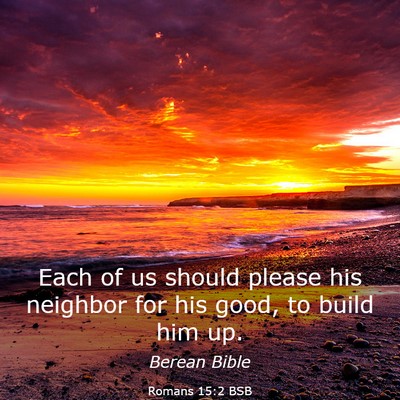 Picture 03 - Romans 15:2 BSB - Each of us should please his neighbor for his - Bible Verse Picture