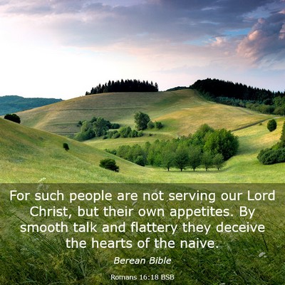 Picture 03 - Romans 16:18 BSB - For such people are not serving our Lord Christ, - Bible Verse Picture