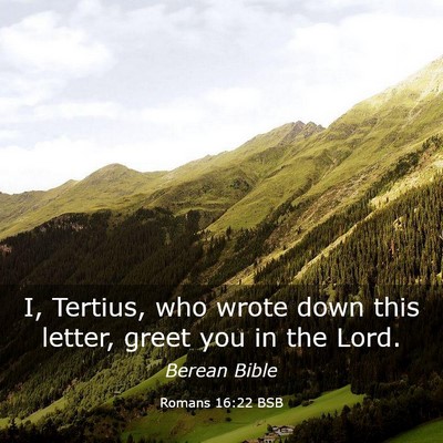Picture 03 - Romans 16:22 BSB - I, Tertius, who wrote down this letter, greet you - Bible Verse Picture