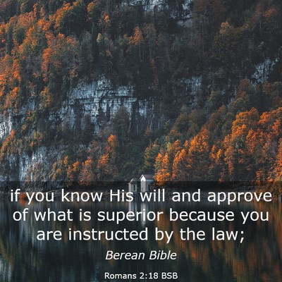 Picture 03 - Romans 2:18 BSB - if you know His will and approve of what is - Bible Verse Picture