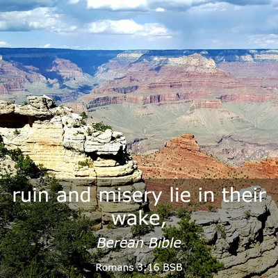 Picture 03 - Romans 3:16 BSB - ruin and misery lie in their - Bible Verse Picture