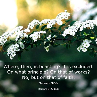 Picture 03 - Romans 3:27 BSB - Where, then, is boasting? It is excluded. On what - Bible Verse Picture