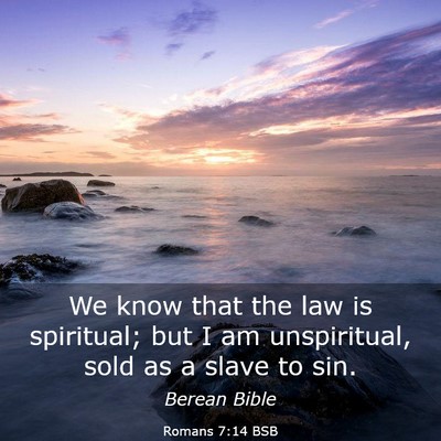Picture 03 - Romans 7:14 BSB - We know that the law is spiritual; but I am - Bible Verse Picture