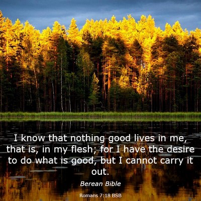 Picture 03 - Romans 7:18 BSB - I know that nothing good lives in me, that is, in - Bible Verse Picture