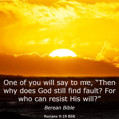 Picture 03 - Romans 9:19 BSB - One of you will say to me, “Then why does God - Bible Verse Picture