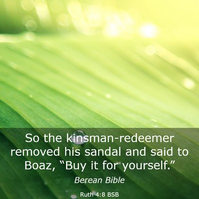 Picture 03 - Ruth 4:8 BSB - So the kinsman-redeemer removed his sandal and - Bible Verse Picture