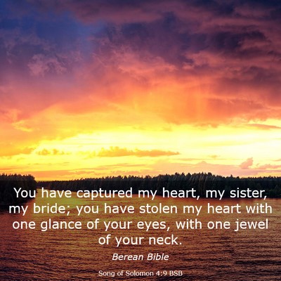 Picture 03 - Song of Solomon 4:9 BSB - You have captured my heart, my sister, my bride; - Bible Verse Picture
