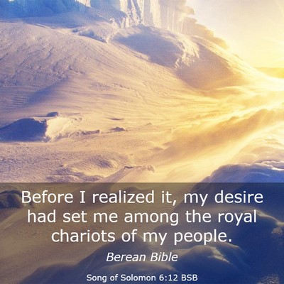 Picture 03 - Song of Solomon 6:12 BSB - Before I realized it, my desire had set me among - Bible Verse Picture
