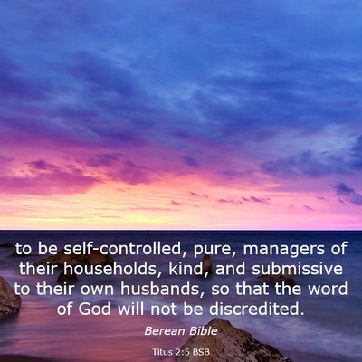 Picture 03 - Titus 2:5 BSB - to be self-controlled, pure, managers of their - Bible Verse Picture