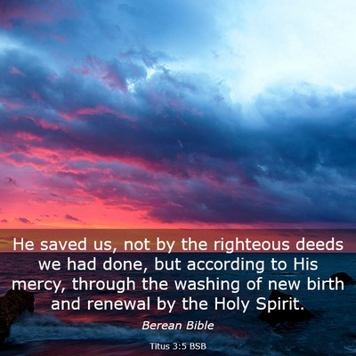 Picture 03 - Titus 3:5 BSB - He saved us, not by the righteous deeds we had - Bible Verse Picture