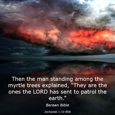 Picture 03 - Zechariah 1:10 BSB - Then the man standing among the myrtle trees - Bible Verse Picture