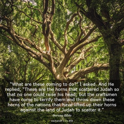 Picture 03 - Zechariah 1:21 BSB - “What are these coming to do?” I asked. And - Bible Verse Picture