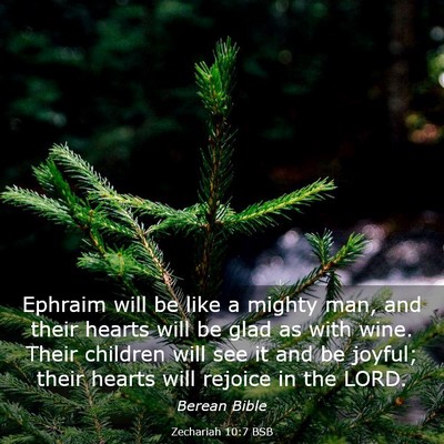 Picture 03 - Zechariah 10:7 BSB - Ephraim will be like a mighty man, and their - Bible Verse Picture