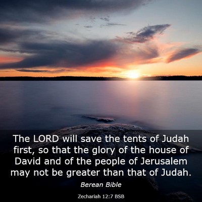 Picture 03 - Zechariah 12:7 BSB - The LORD will save the tents of Judah first, so - Bible Verse Picture