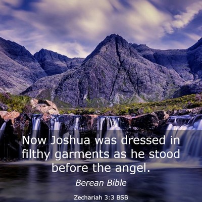 Picture 03 - Zechariah 3:3 BSB - Now Joshua was dressed in filthy garments as he - Bible Verse Picture