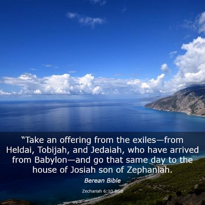 Picture 03 - Zechariah 6:10 BSB - “Take an offering from the exiles—from - Bible Verse Picture