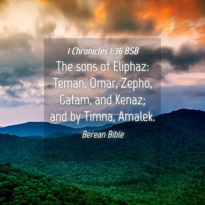 Picture 04 - 1 Chronicles 1:36 BSB - The sons of Eliphaz: Teman, Omar, Zepho, Gatam, - Bible Verse Picture