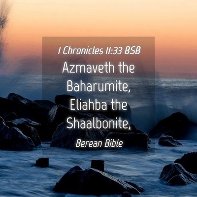 Picture 04 - 1 Chronicles 11:33 BSB - Azmaveth the Baharumite, Eliahba the - Bible Verse Picture