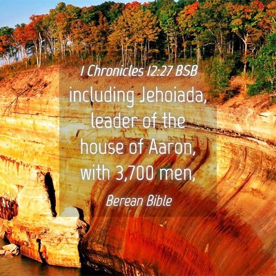 Picture 04 - 1 Chronicles 12:27 BSB - including Jehoiada, leader of the house of Aaron, - Bible Verse Picture