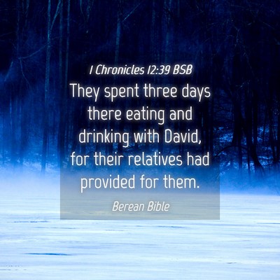 Picture 04 - 1 Chronicles 12:39 BSB - They spent three days there eating and drinking - Bible Verse Picture