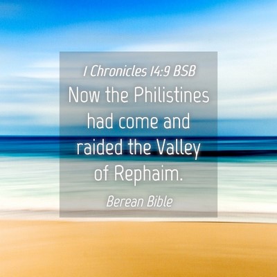 Picture 04 - 1 Chronicles 14:9 BSB - Now the Philistines had come and raided the - Bible Verse Picture