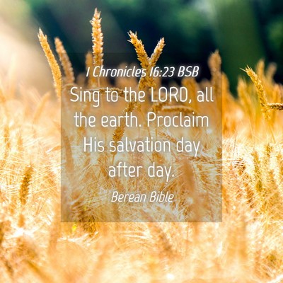 Picture 04 - 1 Chronicles 16:23 BSB - Sing to the LORD, all the earth. Proclaim His - Bible Verse Picture