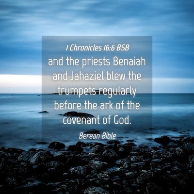 Picture 04 - 1 Chronicles 16:6 BSB - and the priests Benaiah and Jahaziel blew the - Bible Verse Picture