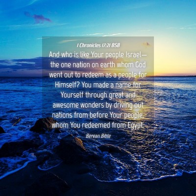 Picture 04 - 1 Chronicles 17:21 BSB - And who is like Your people Israel—the one - Bible Verse Picture