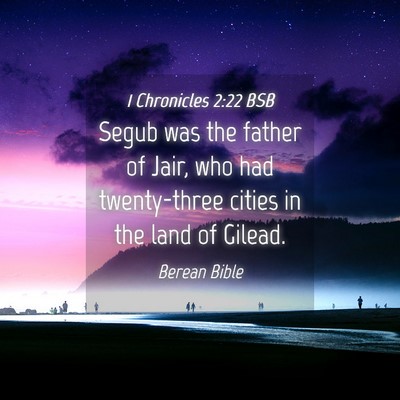 Picture 04 - 1 Chronicles 2:22 BSB - Segub was the father of Jair, who had - Bible Verse Picture