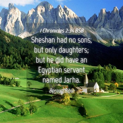 Picture 04 - 1 Chronicles 2:34 BSB - Sheshan had no sons, but only daughters; but he - Bible Verse Picture