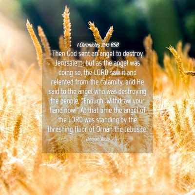 Picture 04 - 1 Chronicles 21:15 BSB - Then God sent an angel to destroy Jerusalem, but - Bible Verse Picture