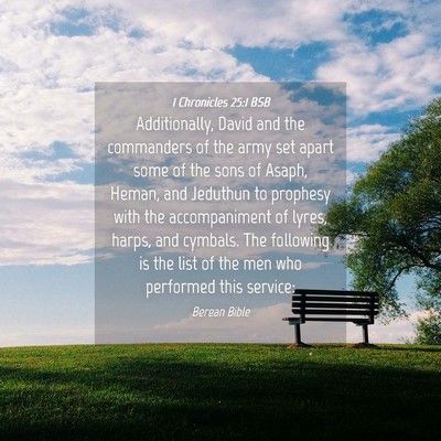 Picture 04 - 1 Chronicles 25:1 BSB - Additionally, David and the commanders of the - Bible Verse Picture