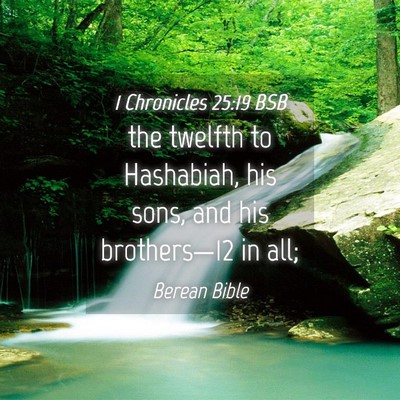 Picture 04 - 1 Chronicles 25:19 BSB - the twelfth to Hashabiah, his sons, and his - Bible Verse Picture