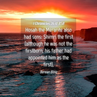 Picture 04 - 1 Chronicles 26:10 BSB - Hosah the Merarite also had sons: Shimri the - Bible Verse Picture