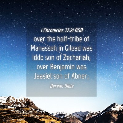 Picture 04 - 1 Chronicles 27:21 BSB - over the half-tribe of Manasseh in Gilead was - Bible Verse Picture