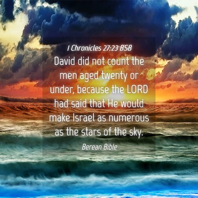 Picture 04 - 1 Chronicles 27:23 BSB - David did not count the men aged twenty or under, - Bible Verse Picture