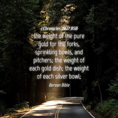 Picture 04 - 1 Chronicles 28:17 BSB - the weight of the pure gold for the forks, - Bible Verse Picture