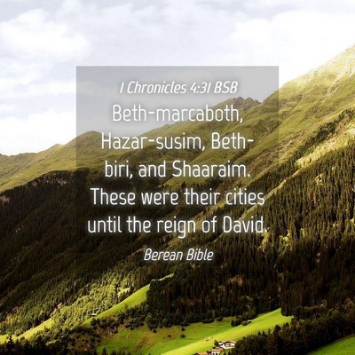 Picture 04 - 1 Chronicles 4:31 BSB - Beth-marcaboth, Hazar-susim, Beth-biri, and - Bible Verse Picture