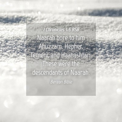 Picture 04 - 1 Chronicles 4:6 BSB - Naarah bore to him Ahuzzam, Hepher, Temeni, and - Bible Verse Picture