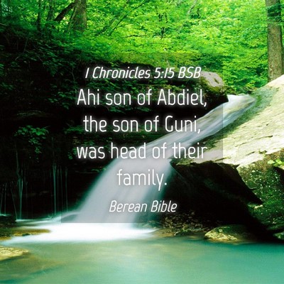 Picture 04 - 1 Chronicles 5:15 BSB - Ahi son of Abdiel, the son of Guni, was head of - Bible Verse Picture