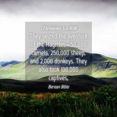 Picture 04 - 1 Chronicles 5:21 BSB - They seized the livestock of the - Bible Verse Picture