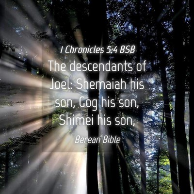 Picture 04 - 1 Chronicles 5:4 BSB - The descendants of Joel: Shemaiah his son, Gog - Bible Verse Picture