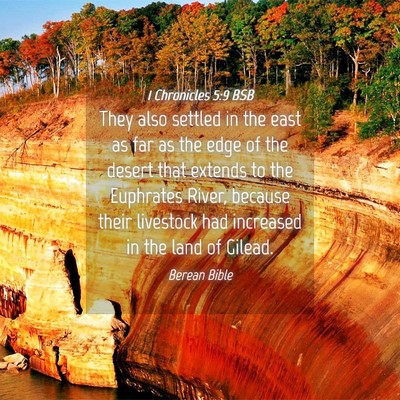 Picture 04 - 1 Chronicles 5:9 BSB - They also settled in the east as far as the edge - Bible Verse Picture