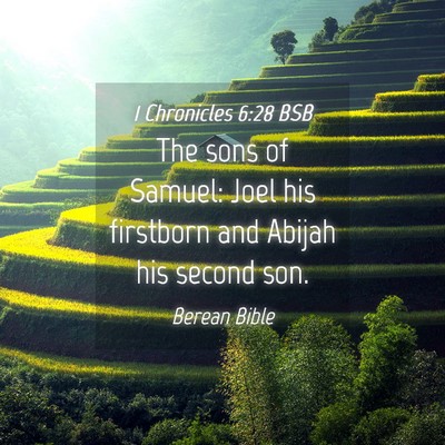 Picture 04 - 1 Chronicles 6:28 BSB - The sons of Samuel: Joel his firstborn and Abijah - Bible Verse Picture