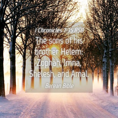 Picture 04 - 1 Chronicles 7:35 BSB - The sons of his brother Helem: Zophah, Imna, - Bible Verse Picture