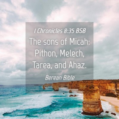 Picture 04 - 1 Chronicles 8:35 BSB - The sons of Micah: Pithon, Melech, Tarea, and - Bible Verse Picture