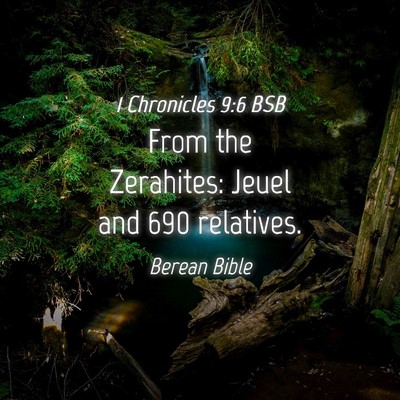 Picture 04 - 1 Chronicles 9:6 BSB - From the Zerahites: Jeuel and 690 - Bible Verse Picture