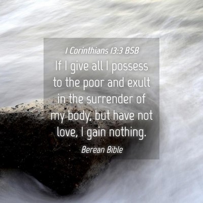 Picture 04 - 1 Corinthians 13:3 BSB - If I give all I possess to the poor and exult in - Bible Verse Picture